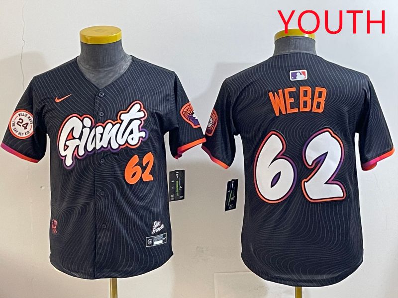 Youth San Francisco Giants #62 Webb Black Joint Name 2025 Nike MLB Jersey style 7->youth mlb jersey->Youth Jersey